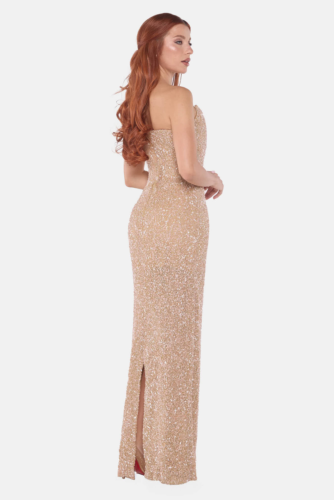 Champagne Sequin Corset Gown