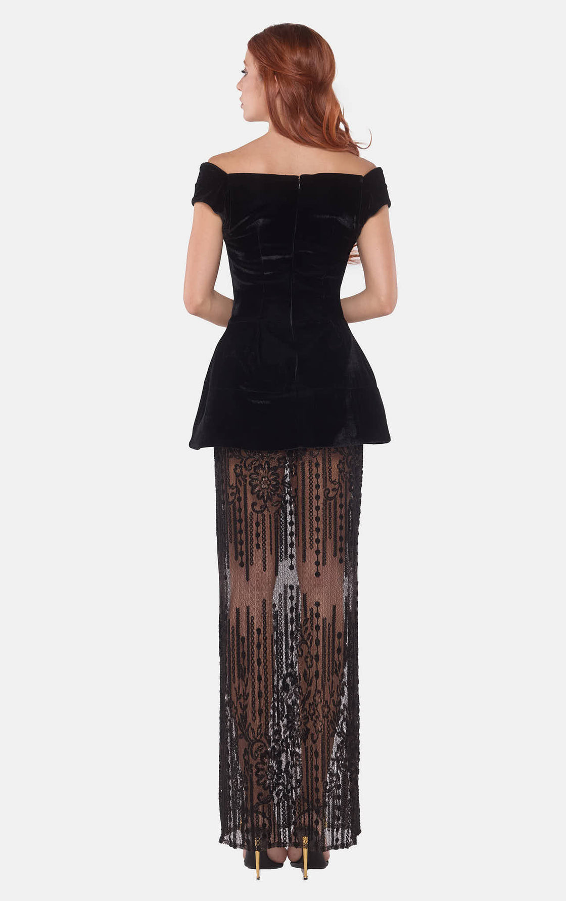 Black Velvet & Lace Gown