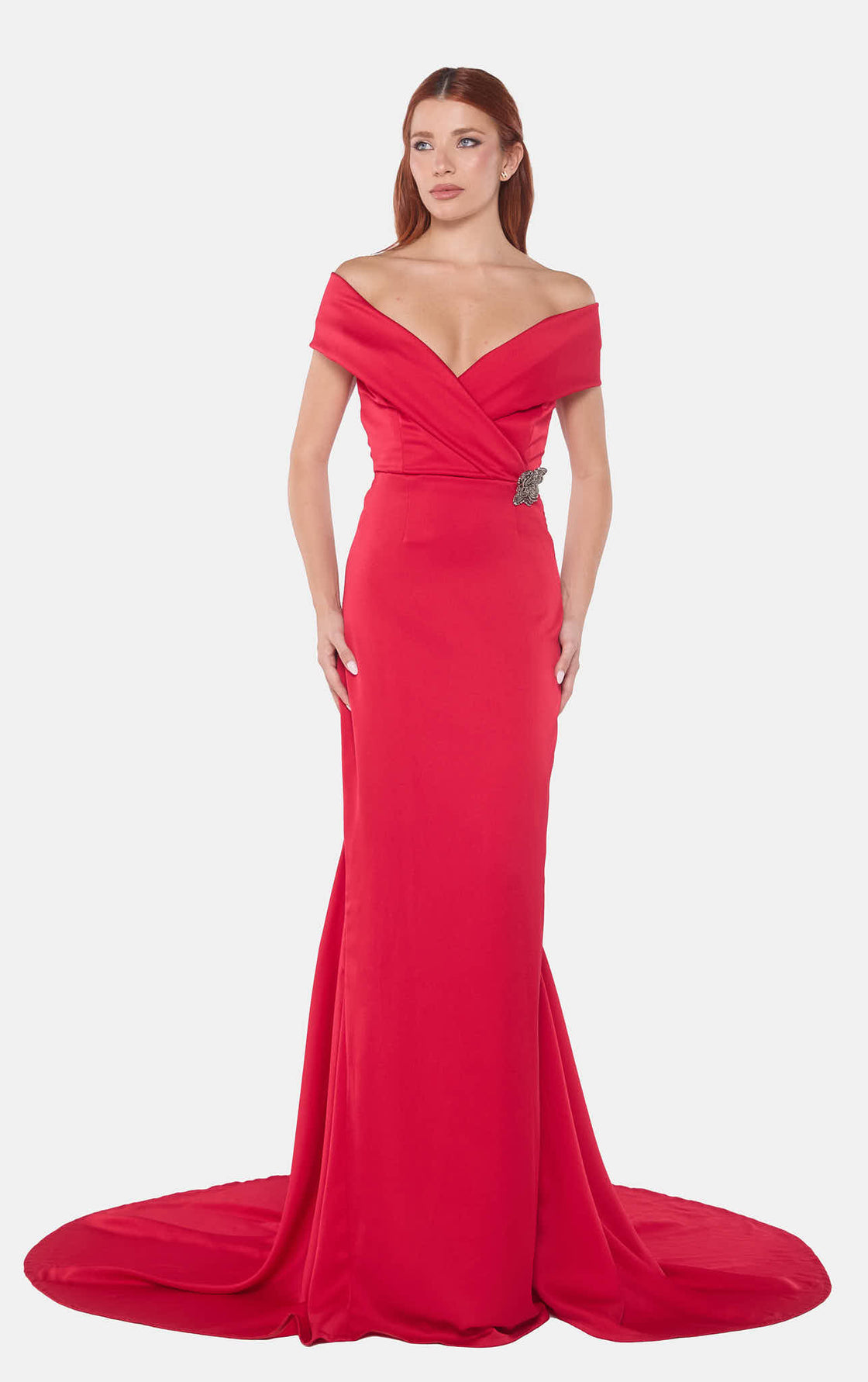 Red Off-Shoulder Gown